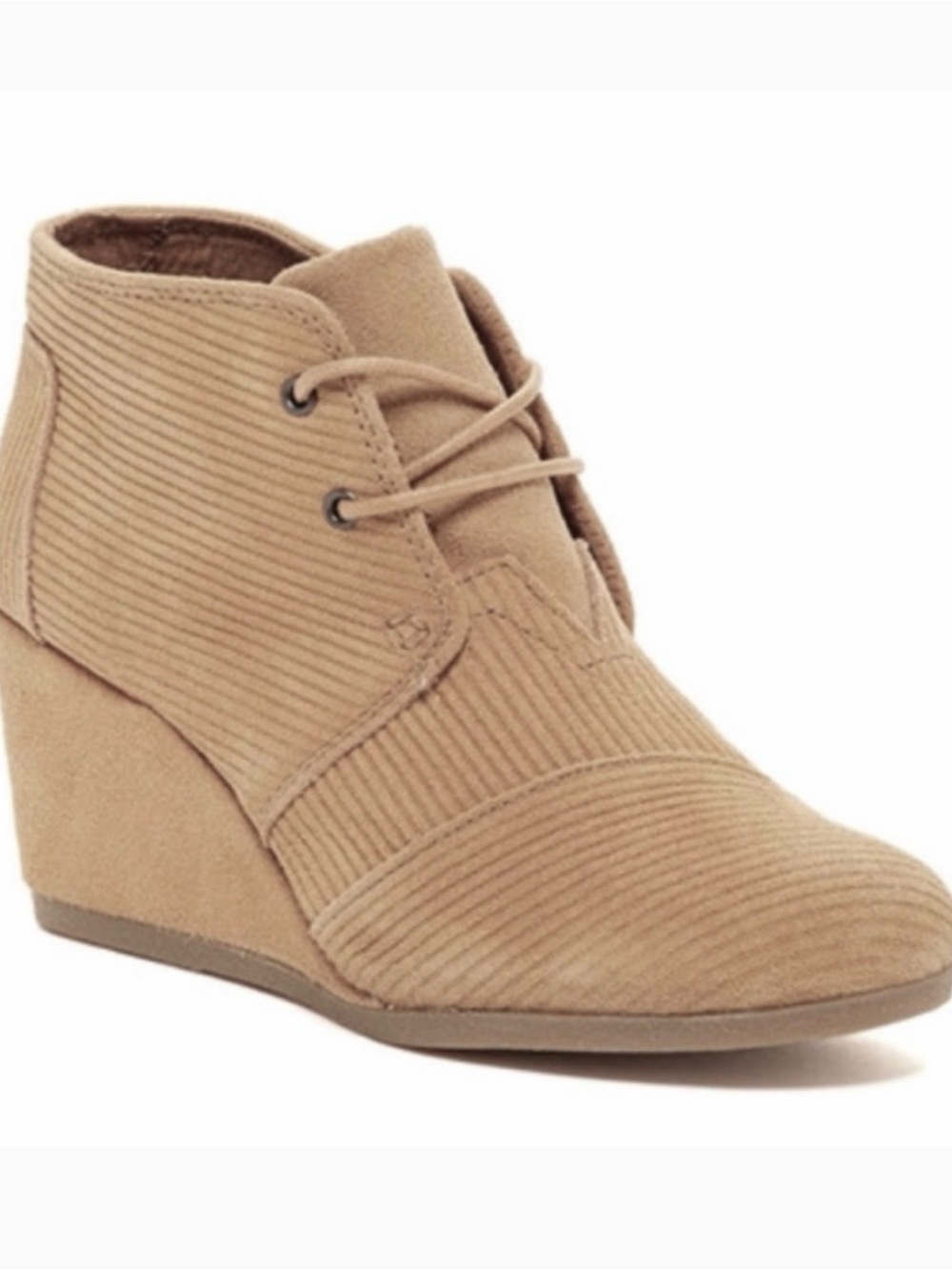 Toms Corduroy Wedge Ankle Bootie in Tan-Brand New Women 9.5